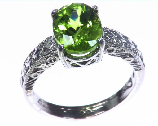 Peridot Natural Genuine Gemstone set in Sterling Silver Ring,RSS,1063