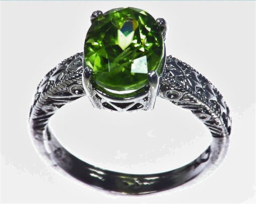 Peridot Natural Genuine Gemstone set in Sterling Silver Ring,RSS,1063