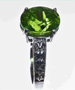 Peridot Natural Genuine Gemstone set in Sterling Silver Ring,RSS,1063