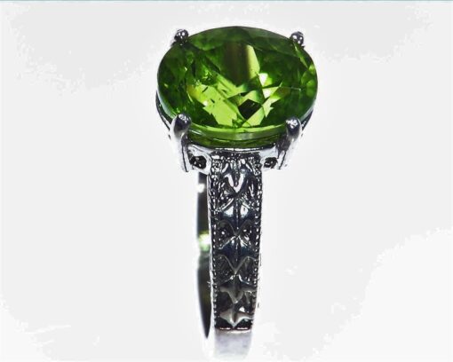 Peridot Natural Genuine Gemstone set in Sterling Silver Ring,RSS,1063