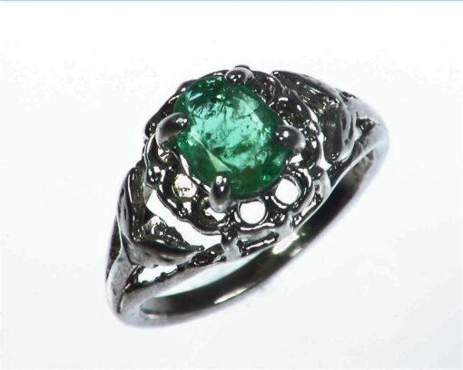 Emerald Natural Genuine Gemstone Sterling Silver Ring RSS1077
