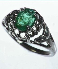 Emerald Natural Genuine Gemstone Sterling Silver Ring RSS1077