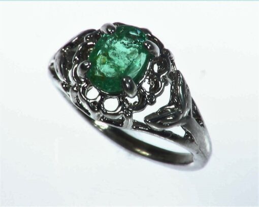 Emerald Natural Genuine Gemstone Sterling Silver Ring RSS1077