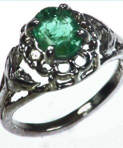 Emerald Natural Genuine Gemstone Sterling Silver Ring RSS1077