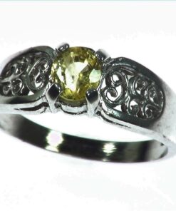 Yellow Sapphire Natural Genuine Gemstone Sterling silver ring RSS1078