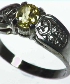 Yellow Sapphire Natural Genuine Gemstone Sterling silver ring RSS1078