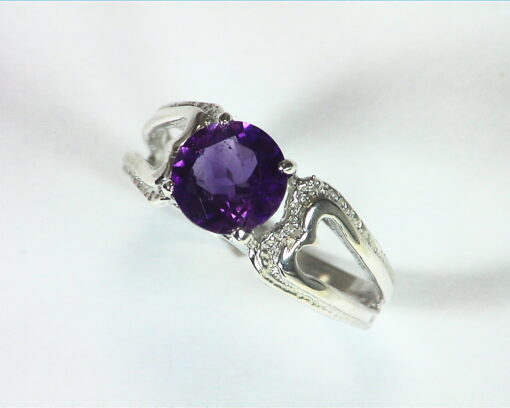 Amethyst Natural Genuine Gemstone Sterling Silver Ring RSS,350