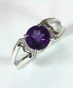 Amethyst Natural Genuine Gemstone Sterling Silver Ring RSS,350
