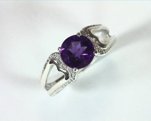 Amethyst Natural Genuine Gemstone Sterling Silver Ring RSS,350
