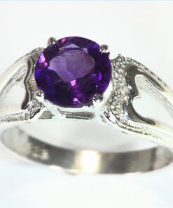 Amethyst Natural Genuine Gemstone Sterling Silver Ring RSS,350