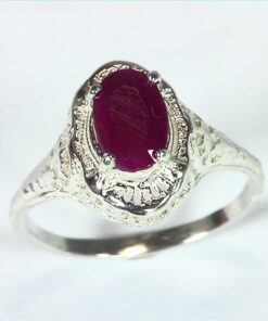 Ruby Natural Genuine Gemstone Sterling Silver Lady,s Ring in Antique Design RSS,448