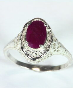 Ruby Natural Genuine Gemstone Sterling Silver Lady,s Ring in Antique Design RSS,448
