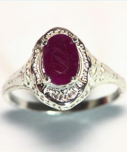 Ruby Natural Genuine Gemstone Sterling Silver Lady,s Ring in Antique Design RSS,448