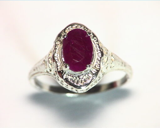 Ruby Natural Genuine Gemstone Sterling Silver Lady,s Ring in Antique Design RSS,448