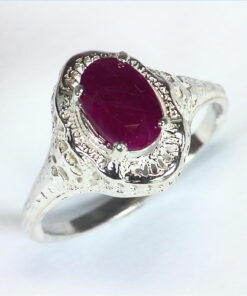 Ruby Natural Genuine Gemstone Sterling Silver Lady,s Ring in Antique Design RSS,448