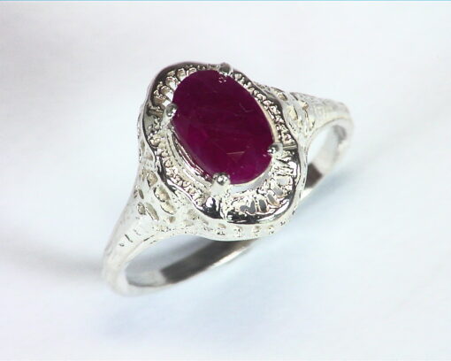 Ruby Natural Genuine Gemstone Sterling Silver Lady,s Ring in Antique Design RSS,448