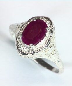 Ruby Natural Genuine Gemstone Sterling Silver Lady,s Ring in Antique Design RSS,448