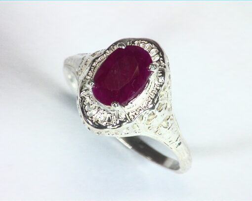 Ruby Natural Genuine Gemstone Sterling Silver Lady,s Ring in Antique Design RSS,448