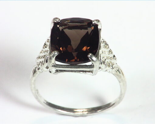 Smokey Quarts Natural Genuine Gemstone Sterling Silver Ring RSS,449