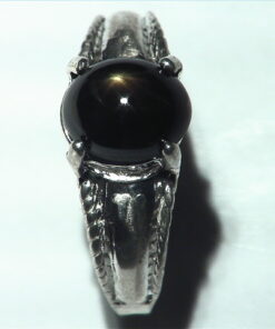 Black Star Sapphire Natural genuine Gemstone set in Sterling Silver Ring.RSS483