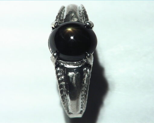 Black Star Sapphire Natural genuine Gemstone set in Sterling Silver Ring.RSS483