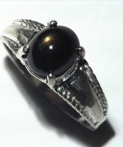 Black Star Sapphire Natural genuine Gemstone set in Sterling Silver Ring.RSS483