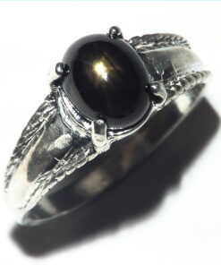 Black Star Sapphire Natural genuine Gemstone set in Sterling Silver Ring.RSS483