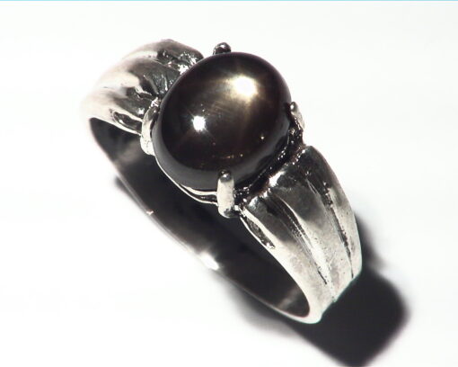 Black Star Sapphire Natural genuine Gemstone set in Sterling Silver Ring.RSS486