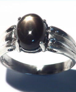 Black Star Sapphire Natural genuine Gemstone set in Sterling Silver Ring.RSS486