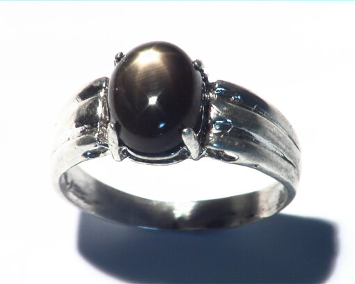 Black Star Sapphire Natural genuine Gemstone set in Sterling Silver Ring.RSS486