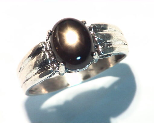 Black Star Sapphire Natural genuine Gemstone set in Sterling Silver Ring.RSS486