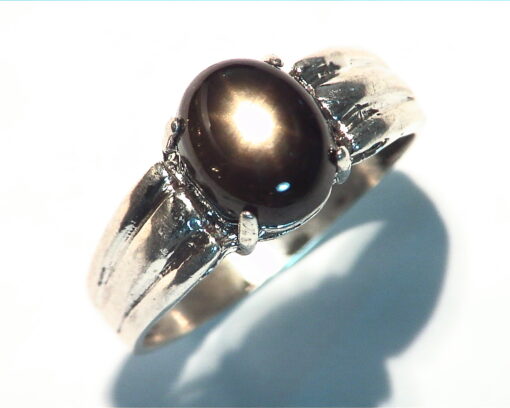 Black Star Sapphire Natural genuine Gemstone set in Sterling Silver Ring.RSS486