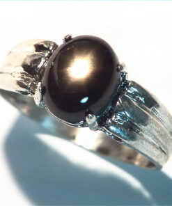 Black Star Sapphire Natural genuine Gemstone set in Sterling Silver Ring.RSS486
