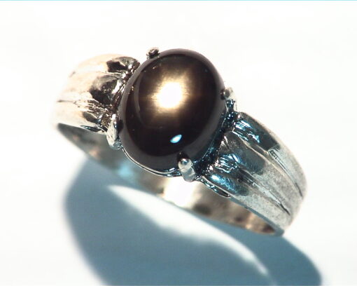 Black Star Sapphire Natural genuine Gemstone set in Sterling Silver Ring.RSS486
