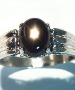 Black Star Sapphire Natural genuine Gemstone set in Sterling Silver Ring.RSS486