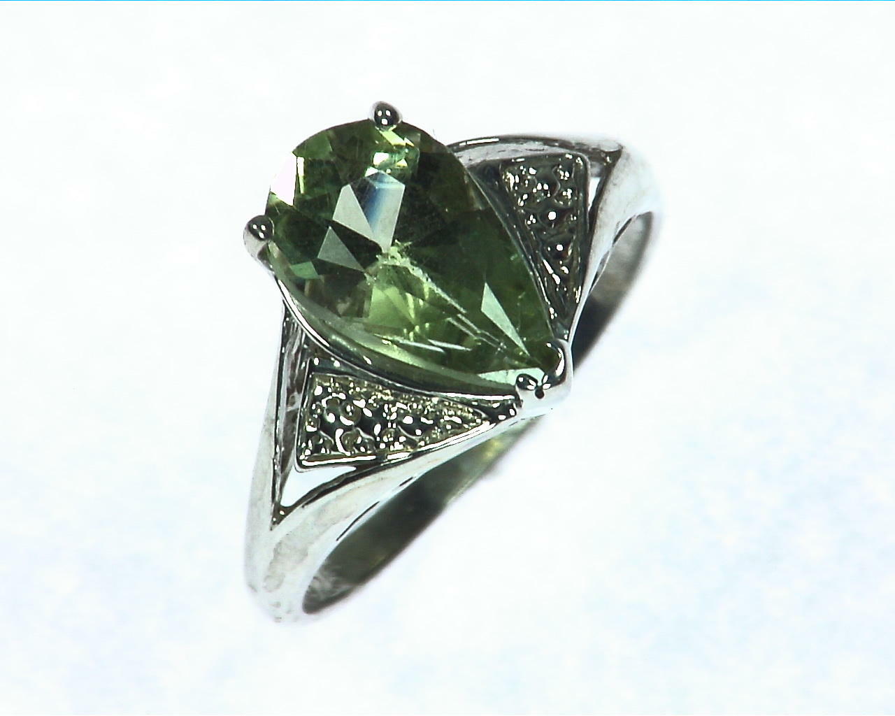 Green Beryl Sterling Silver Ring.
