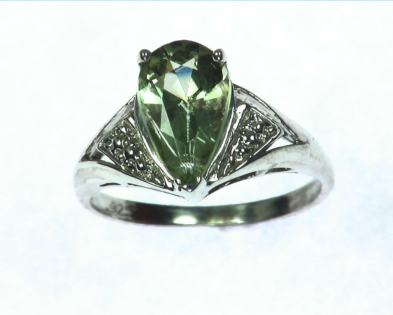 Green Beryl Sterling Silver Ring.