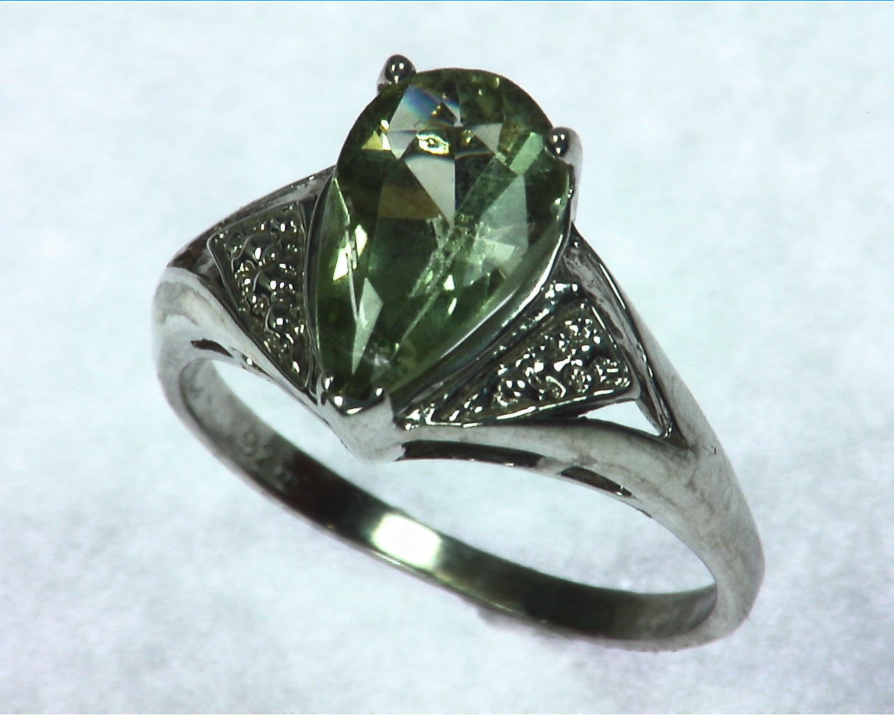 Green Beryl Sterling Silver Ring.
