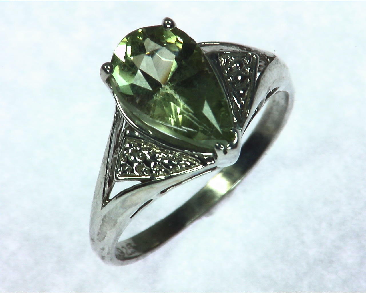 Green Beryl Sterling Silver Ring.