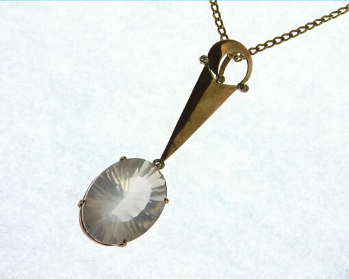 Rose Quarts Gold Pendent