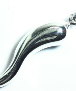 Beautiful Italian Horn Good Luck Rhodium Plated Sterling Silver Necklace 18