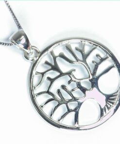 Beautiful Tree of Life Rhodium Plated Sterling Silver Necklace 18