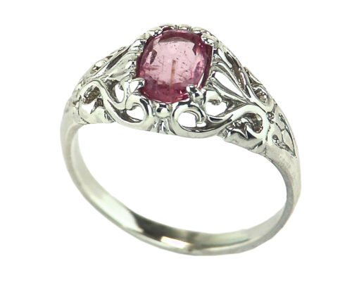 Pink Tourmaline Natural Genuine Gemstone Set in Sterling Silver Ring RSS447