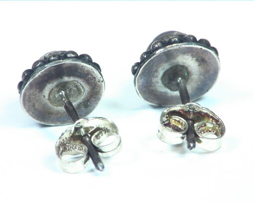 Garnet Stud Flower Design Earrings Sterling Silver ESS,799 - Image 4