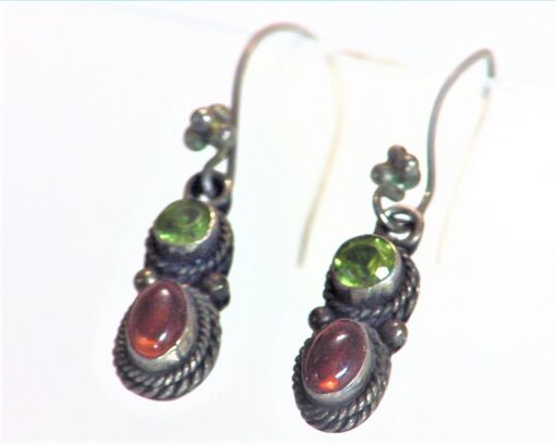 Peridot and Amber Natural Genuine Gemstone sterling Silver Earrings ESS,810 - Image 3