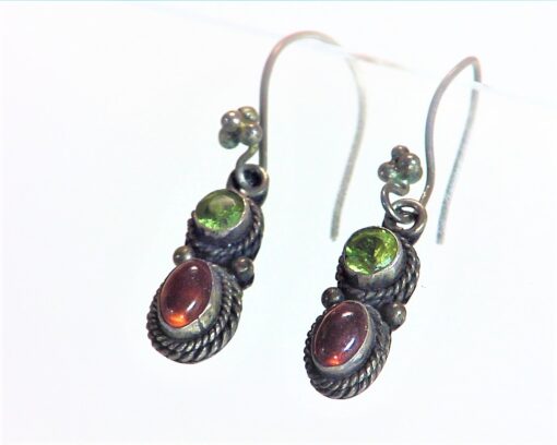 Peridot and Amber Natural Genuine Gemstone sterling Silver Earrings ESS,810 - Image 5