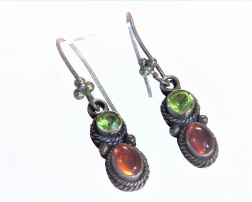 Peridot and Amber Natural Genuine Gemstone sterling Silver Earrings ESS,810 - Image 6