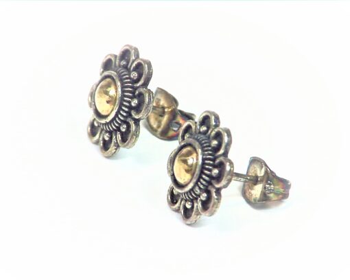 Sterling Silver Flower Design Earrings with Copper ESS,840 - Image 4