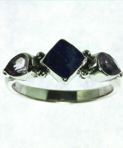 Lapis Lazuli And Amethyst Genuine Gemstone Sterling Silver Ring RSS,617