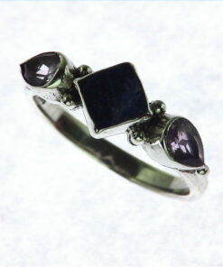 Alternative view of Lapis Lazuli And Amethyst Genuine Gemstone Sterling Silver Ring RSS,617
